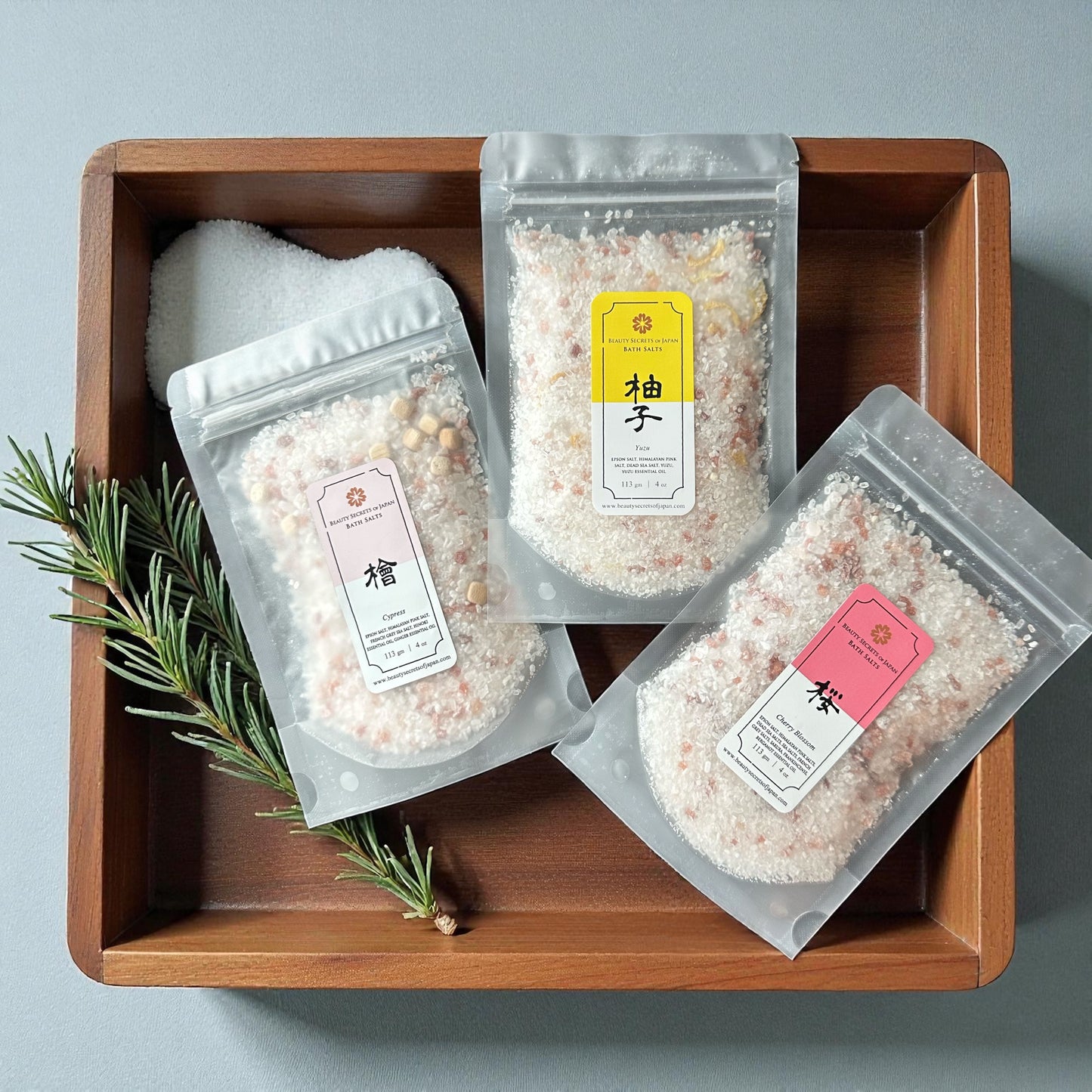 Sels de bain roses de l'Himalaya Yuzu